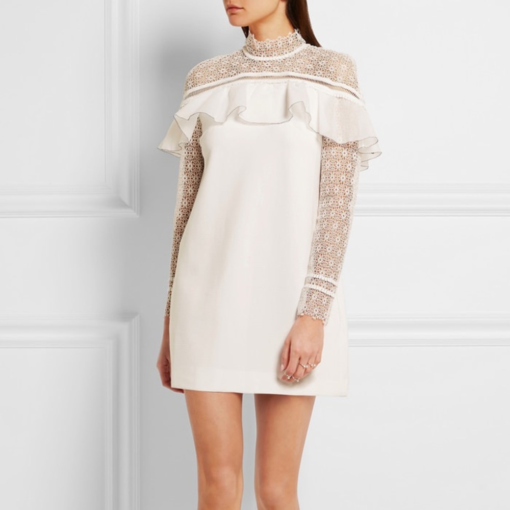 Self-Portrait ruffled mini white dress size 4